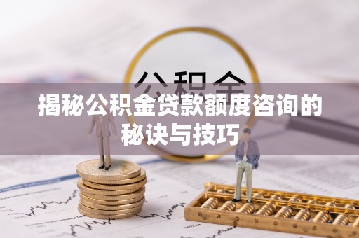 月湖揭秘公积金贷款额度咨询的秘诀与技巧
